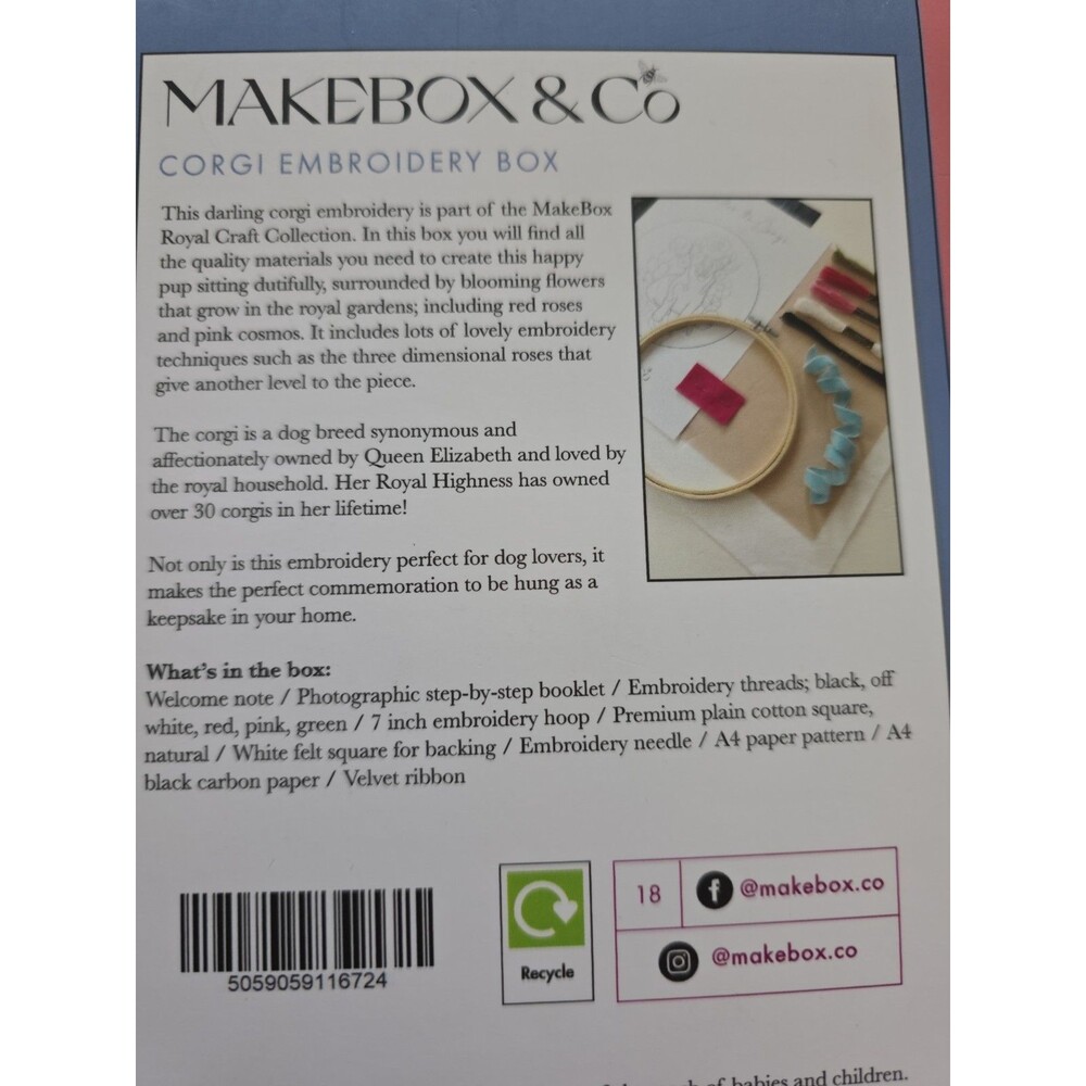 Makebox & Co~Corgi Embroidery Box~Embroidery Kit~Corgi Dog - Picture 4 of 4